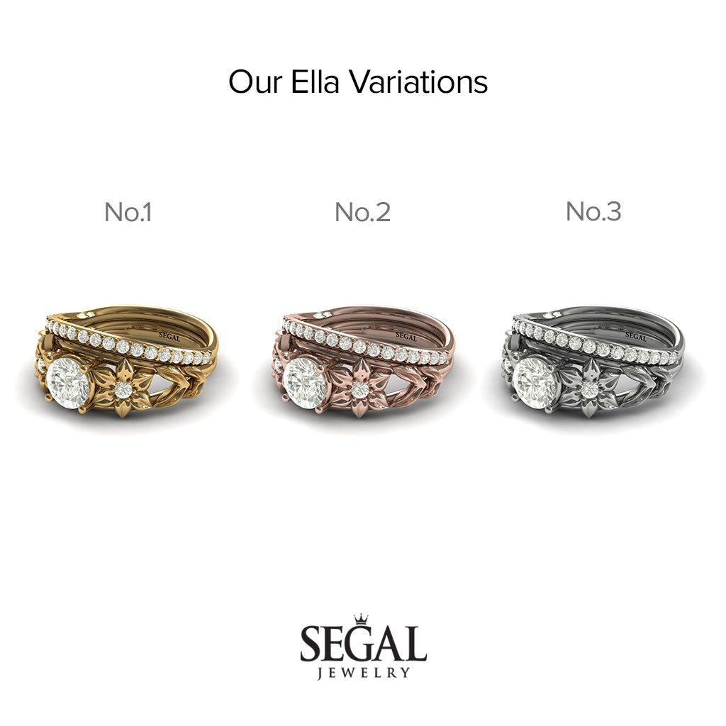 'Fresh Flora' Bridal Set Diamond Ring - Ella no. 2